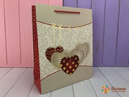 Geantă Cadou "heart Mix" Bej M