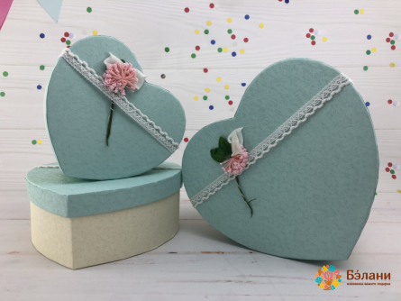 Cutie În Formă De Inimă „Cu Floare” Albastru