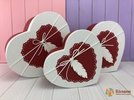 Cutie Albă În Formă De Inimă "pene"