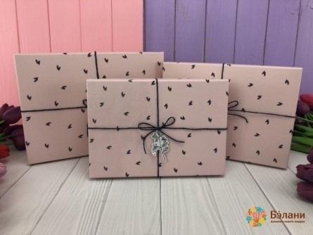 Cutie Cadou Dreptunghi Roz "frunze"