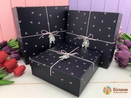 Cutie Cadou Albastru Pătrat "două Frunze"