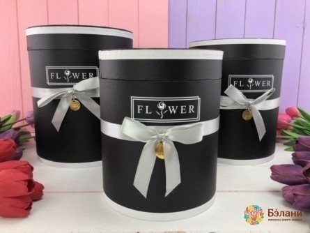 Cutie Rotundă "flori" Negru (2 Buc)