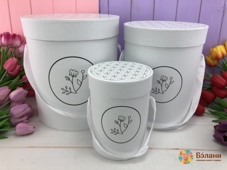 Cutie Rotundă De Flori "flori" Alb