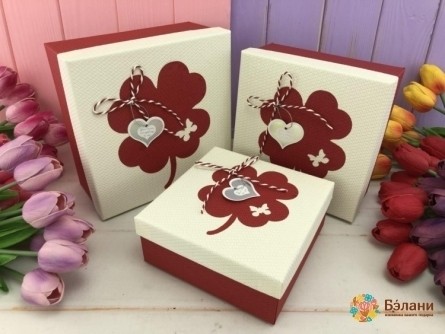 Cutie Cadou "trifoi" Alb