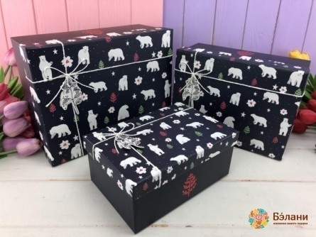 Cutie Cadou "urs Alb" Negru