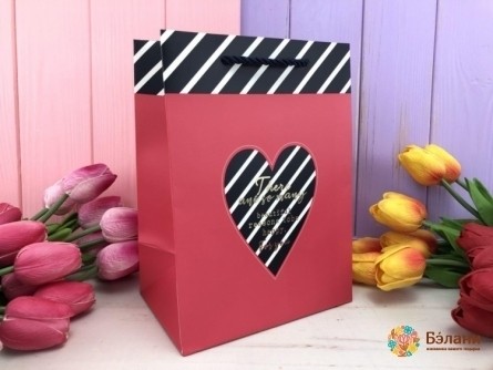 Geantă Cadou „Inimă Înăuntru” Roșu S