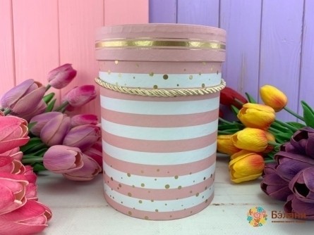 Cutie Rotundă "linii De Aur" Roz