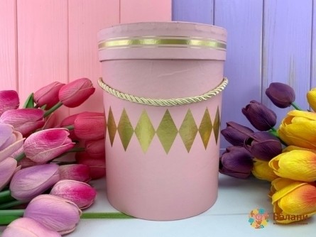 Cutie Rotundă "diamant Aur" Roz