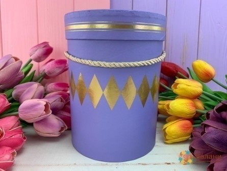 Cutie Rotundă „Aur Cu Diamante” Lila