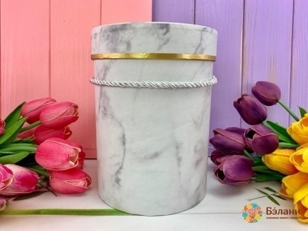 Cutie Rotundă "marble S" Alb