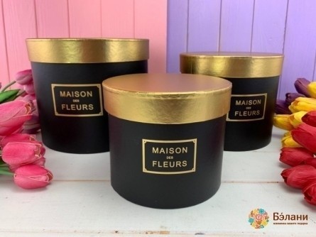 Cutie Rotundă "gold House" Negru