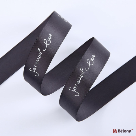 Panglică Din Satin „Forever Love” Gri Închis