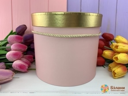 Cutie Rotundă „Capac Auriu” Roz