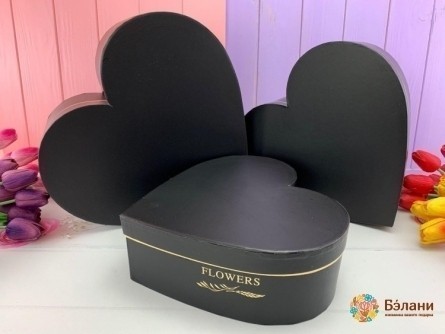 Cutie În Formă De Inimă "flori" Negru