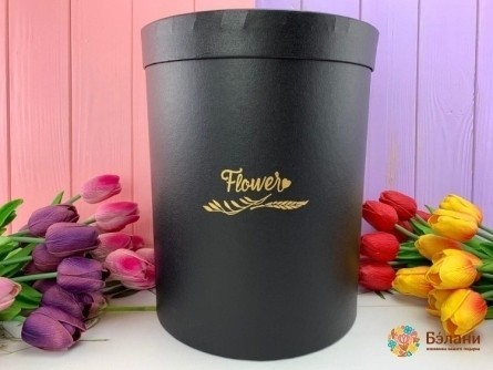 Cutie Rotundă "flori De Piele" Negru