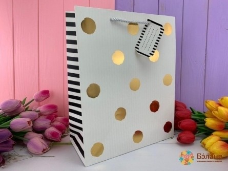 Geantă Cadou "dots De Aur" Alb S