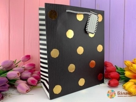 Geantă Cadou "gold Dots" Negru L