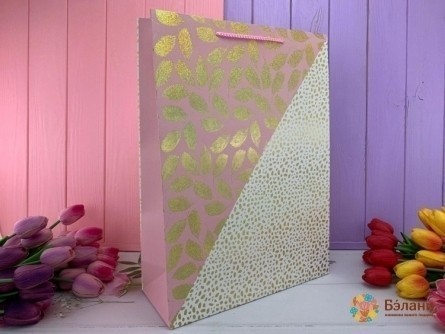 Geantă Cadou "frunze Și Puncte" Roz L