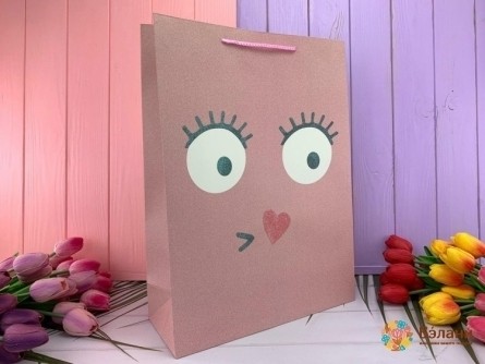 Geantă Cadou "zâmbete" Roz L