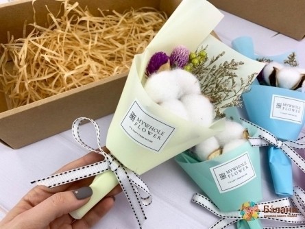 Buchet De Flori Uscate "bumbac # 3" Vanilie