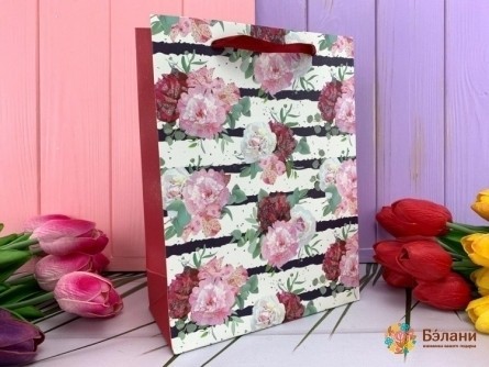 Geantă Cadou "trandafiri De Primăvară" Bordeaux S