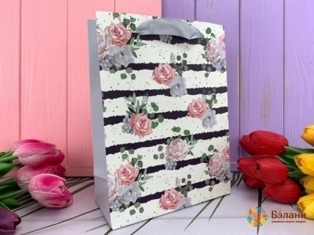 Geantă Cadou „Trandafiri De Primăvară” Gri S