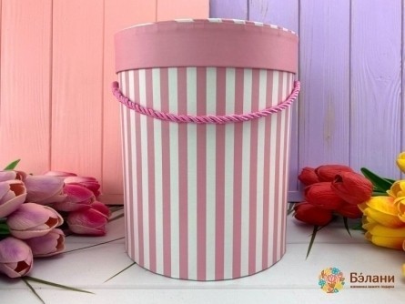 Cutie Rotundă „Dungi” Roz