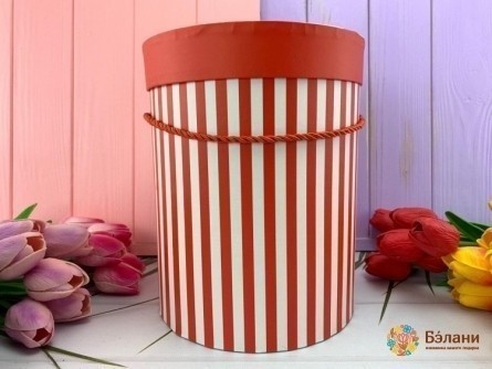 Cutie Rotundă „Dungi” Roșie