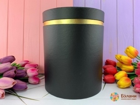 Cutie Rotundă Strânsă „Edging De Aur” Negru