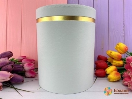 Cutie Rotundă Strânsă „Edging De Aur” Alb