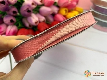 Banda De Bumbac Îngustă „Roșie Dublu” Roșu-Roz