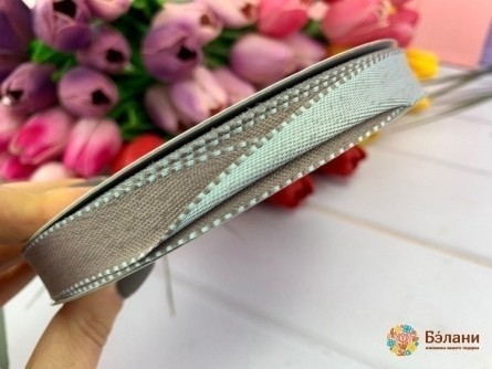 Banda De Bumbac Îngustă „Cu Două Fețe” Cenușie-Gri