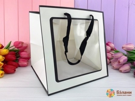 Geantă Pentru Flori "fereastră" Albă L