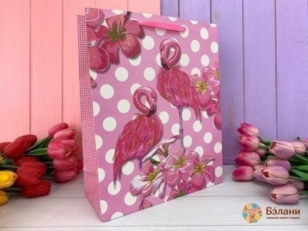 Geantă Cadou "flamingo" Mazăre Albă L