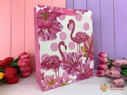 Geantă Cadou "flamingo" Mazăre Roz L