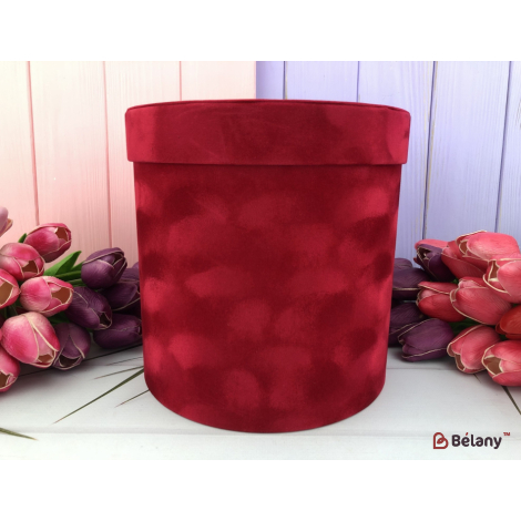 Cutiuta Rotunda Din Catifea "catifea" Rosie