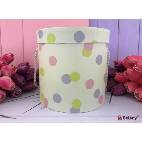 Cutie Rotundă "bule De Culoare" Bej