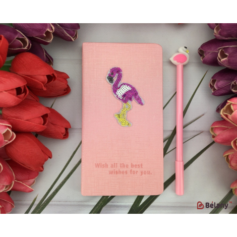 Notebook Set Cu Stilou Flamingo Shiny