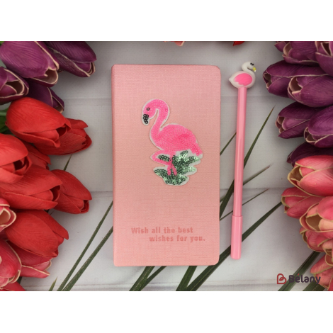 Set De Caiete Cu Stilou Flamingo Roz Strălucitor