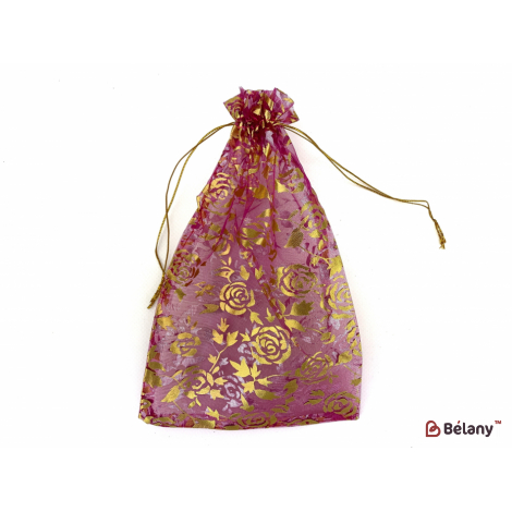 Pungi Din Organza "flori" 9X12 Liliac