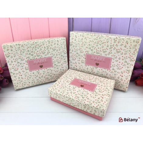 Подарочная коробка "Flowerfy Happy" бежевая