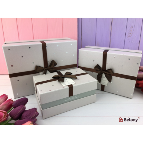 Подарочная коробка "Simple star" бежевая
