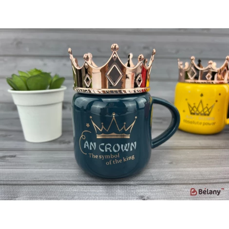 Cana Din Ceramica "an Crown" Albastru Inchis