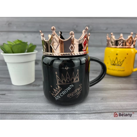 Cana Din Ceramica "an Crown" Neagra