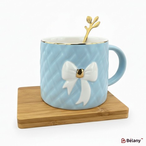 Cana Si Farfuria Din Ceramica "ceasca Moale" Albastra