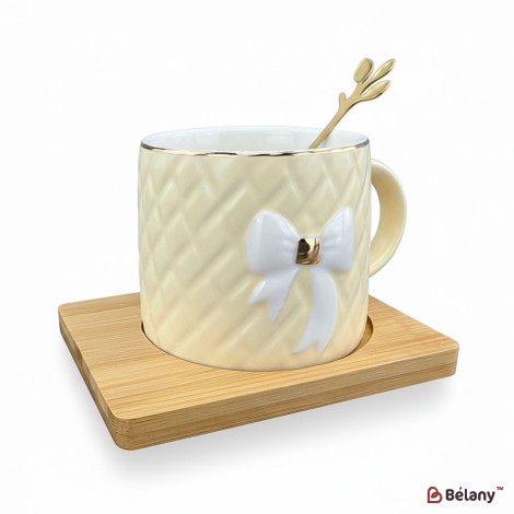 Cana Si Farfuria Ceramica "ceasca Moale" Crema