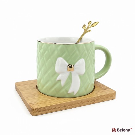 Cana Si Farfuria Din Ceramica "ceasca Moale" Verde