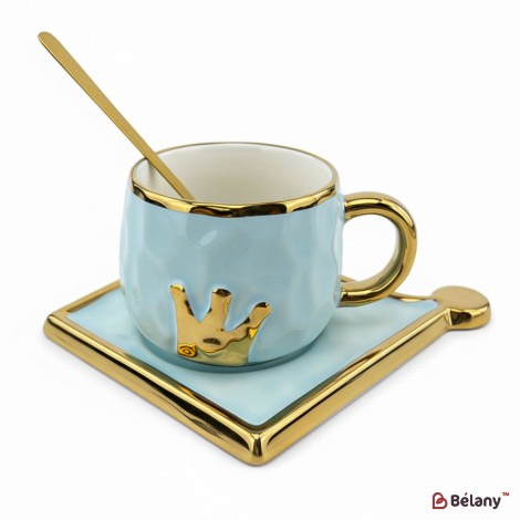 Ceașcă Și Farfurie Din Ceramică „Coroana De Aur” Cerească