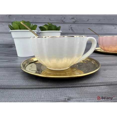 Ceașcă Și Farfurie Din Ceramică „Honnestly” Alb