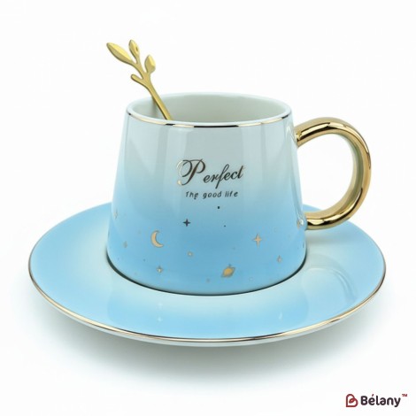 Cana Si Farfuria Din Ceramica "perfect" Albastru